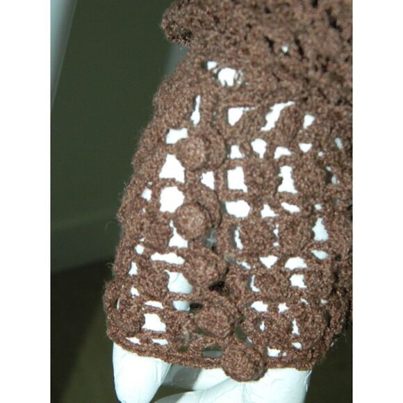 BCBGMaxazria Coverup Sweater Brown Crochet Top Women's Size Large‎ - Picture 6 of 8